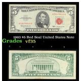 1963 $5 Red Seal United States Note Grades vf++