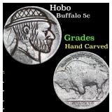 Hobo Buffalo Nickel 5c Grades Hand Carved