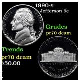 1990-s Proof Jefferson Nickel 5c Grades GEM++ Proo