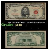 1963 $5 Red Seal United States Note Grades xf