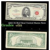 1963 $5 Red Seal United States Note Grades vf++