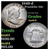 1948-d Franklin Half Dollar 50c Grades Choice+ Unc