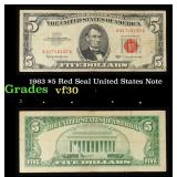 1963 $5 Red Seal United States Note Grades vf++