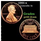 1991-s Proof Lincoln Cent 1c Grades GEM++ Proof De