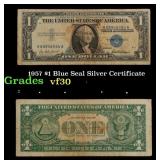 1957 $1 Blue Seal Silver Certificate Grades vf++