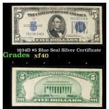 1934D $5 Blue Seal Silver Certificate Grades xf