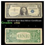 1957B $1 Blue Seal Silver Certificate Grades vf++