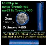 BU Shotgun Jefferson 5c roll, 1993-p 40 pcs Bank $