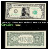 Trump $1 Green Seal Federal Reserve Note Grades Br