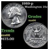 1989-p Washington Quarter 25c Grades GEM+ Unc