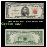 1963 $5 Red Seal United States Note Grades Choice