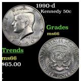 1990-d Kennedy Half Dollar 50c Grades GEM+ Unc