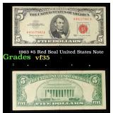 1963 $5 Red Seal United States Note Grades vf++
