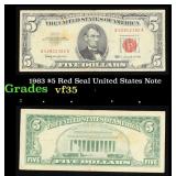 1963 $5 Red Seal United States Note Grades vf++