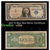 1957 $1 Blue Seal Silver Certificate Grades vf++