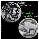Hobo Buffalo Nickel 5c Grades Hand Carved