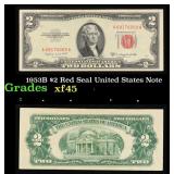 1953B $2 Red Seal United States Note Grades xf+