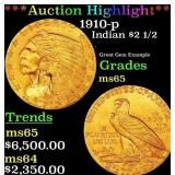 ***Major Highlight*** 1910-p Gold Indian Quarter E