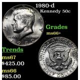 1980-d Kennedy Half Dollar 50c Grades GEM++ Unc
