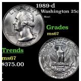 1989-d Washington Quarter 25c Grades GEM++ Unc