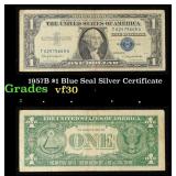 1957B $1 Blue Seal Silver Certificate Grades vf++