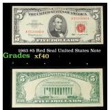1963 $5 Red Seal United States Note Grades xf
