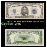 1934D $5 Blue Seal Silver Certificate Grades vf++