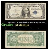 1957B $1 Blue Seal Silver Certificate Grades xf de