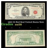1963 $5 Red Seal United States Note Grades Choice