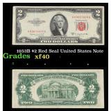 1953B $2 Red Seal United States Note Grades xf
