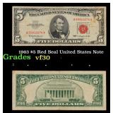 1963 $5 Red Seal United States Note Grades vf++