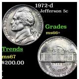 1972-d Jefferson Nickel 5c Grades GEM++ Unc