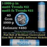 BU Shotgun Jefferson 5c roll, 1999-p 40 pcs Bank $