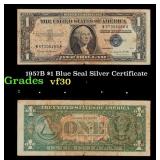 1957B $1 Blue Seal Silver Certificate Grades vf++