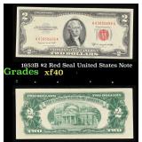 1953B $2 Red Seal United States Note Grades xf