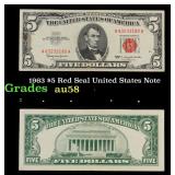 1963 $5 Red Seal United States Note Grades Choice