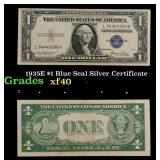 1935E $1 Blue Seal Silver Certificate Grades xf