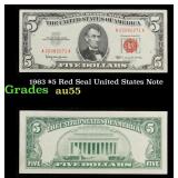 1963 $5 Red Seal United States Note Grades Choice