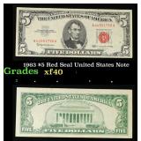 1963 $5 Red Seal United States Note Grades xf