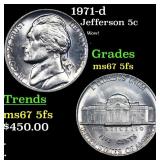 1971-d Jefferson Nickel 5c Grades GEM++ 5fs