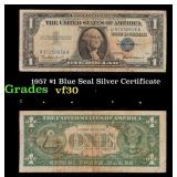 1957 $1 Blue Seal Silver Certificate Grades vf++