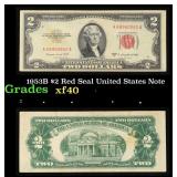 1953B $2 Red Seal United States Note Grades xf