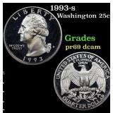 1993-s Proof Washington Quarter 25c Grades GEM++ P