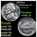 1970-s Jefferson Nickel 5c Grades GEM++ PL