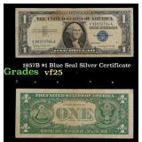 1957B $1 Blue Seal Silver Certificate Grades vf+