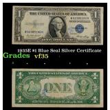 1935E $1 Blue Seal Silver Certificate Grades vf++