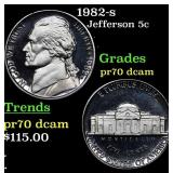 1982-s Proof Jefferson Nickel 5c pr70 dcam SEGS