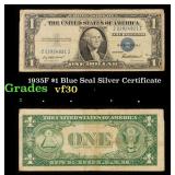 1935F $1 Blue Seal Silver Certificate Grades vf++