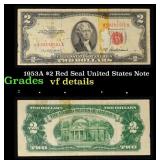 1953A $2 Red Seal United States Note Grades vf det