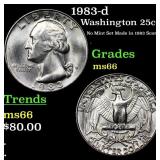 1983-d Washington Quarter 25c Grades GEM+ Unc